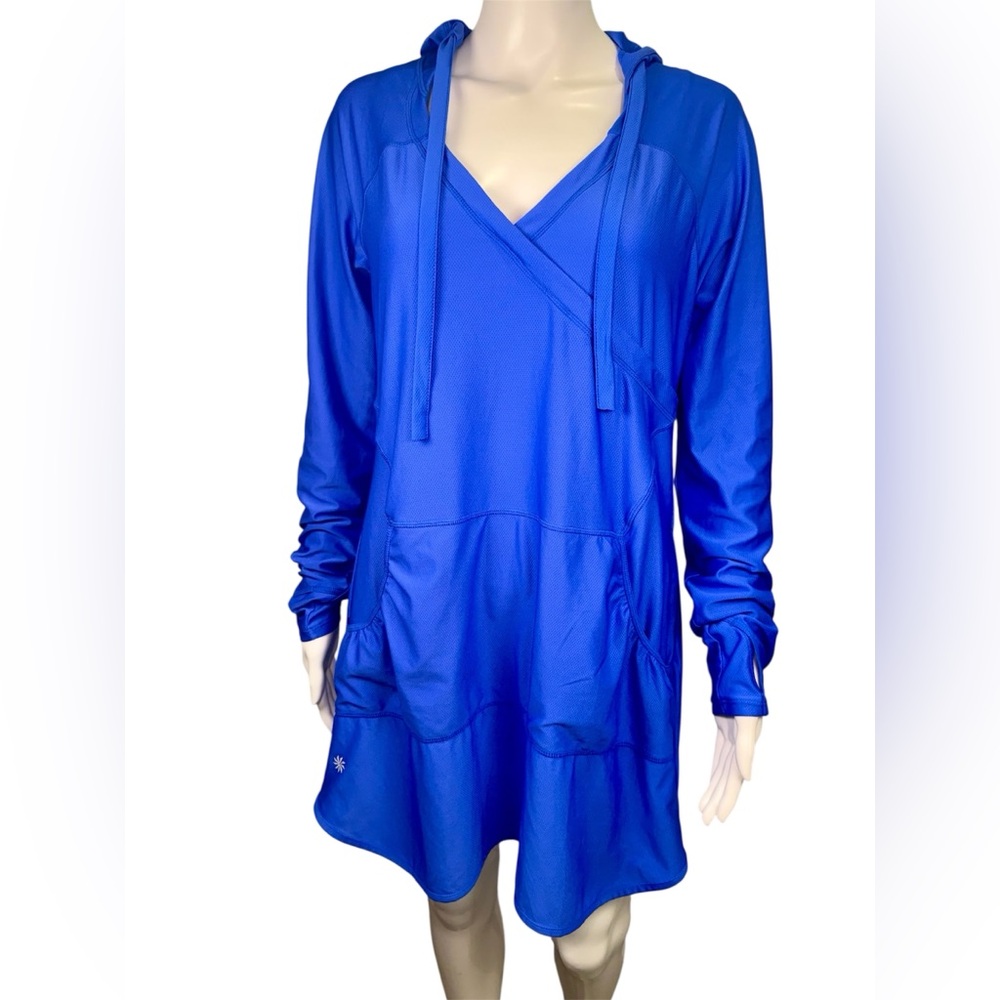 Athleta Wick It Wader Hooded Coverup Tunic Blue Size Large